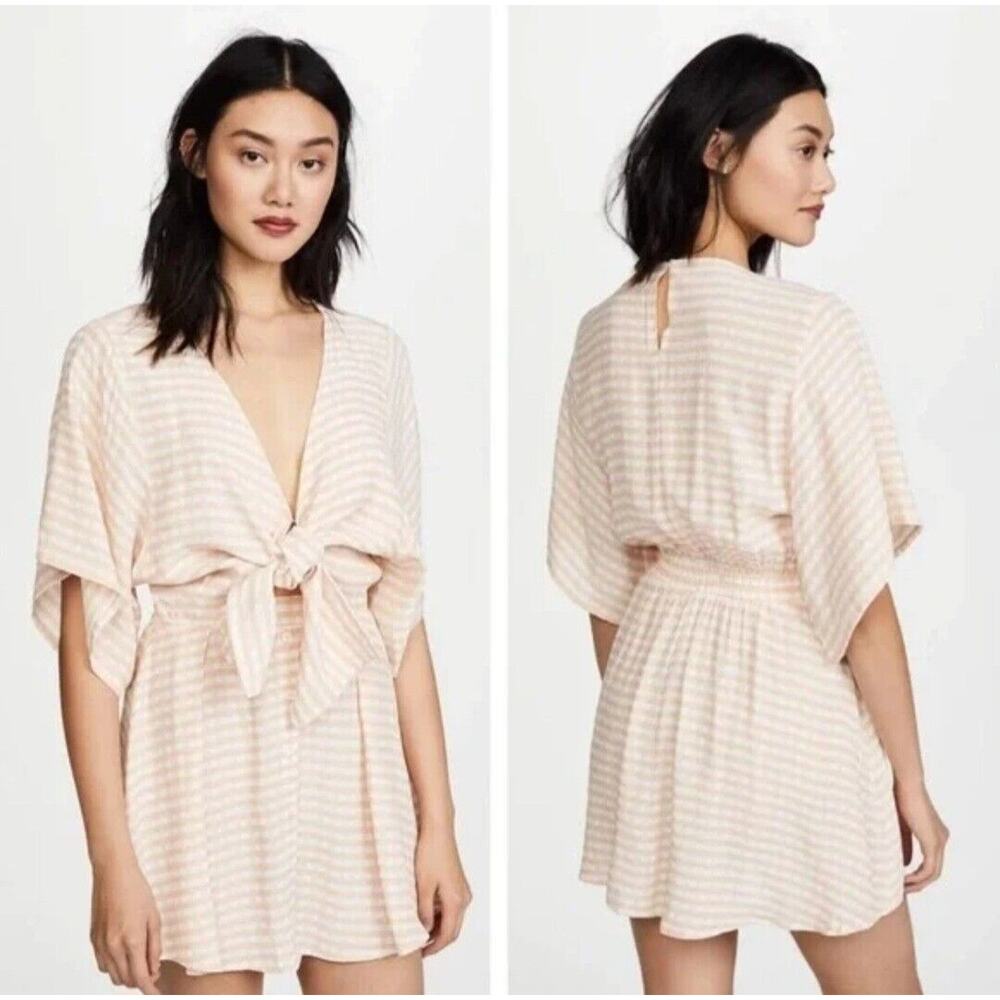 Faithfull The‎ Brand Dress Womens Size 6 Vinci Tie Front Pink Gingham Playsuit